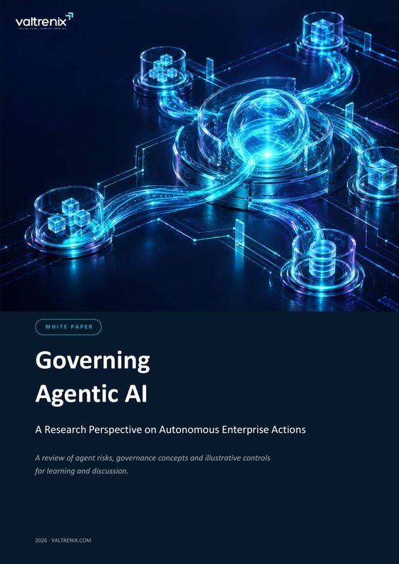 Cover of the Valtrenix whitepaper Governing Agentic AI